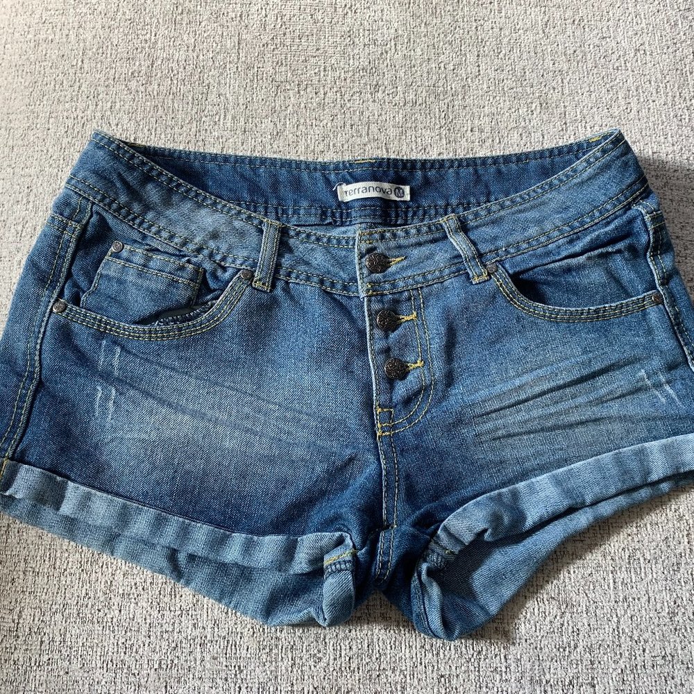 Jeans Shorts, Button fly,Size M
